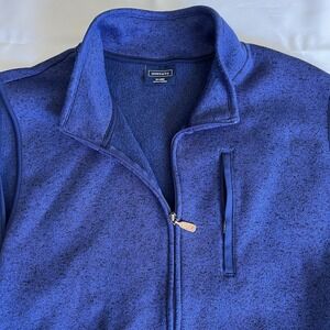 Crown & Ivy Blue Fleece Full Zip Vest Pockets Men 2XL Logo Cozy Cabin Outdoor